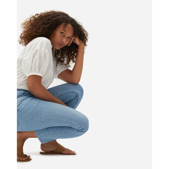 Everlane Women 30 Curvy Cheeky Jean High Rise Crop Straight Sky Blue NWT - Picture 4 of 12